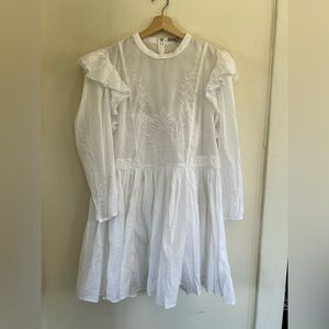 Banana Republic White Embroidered Ruffle Sundress